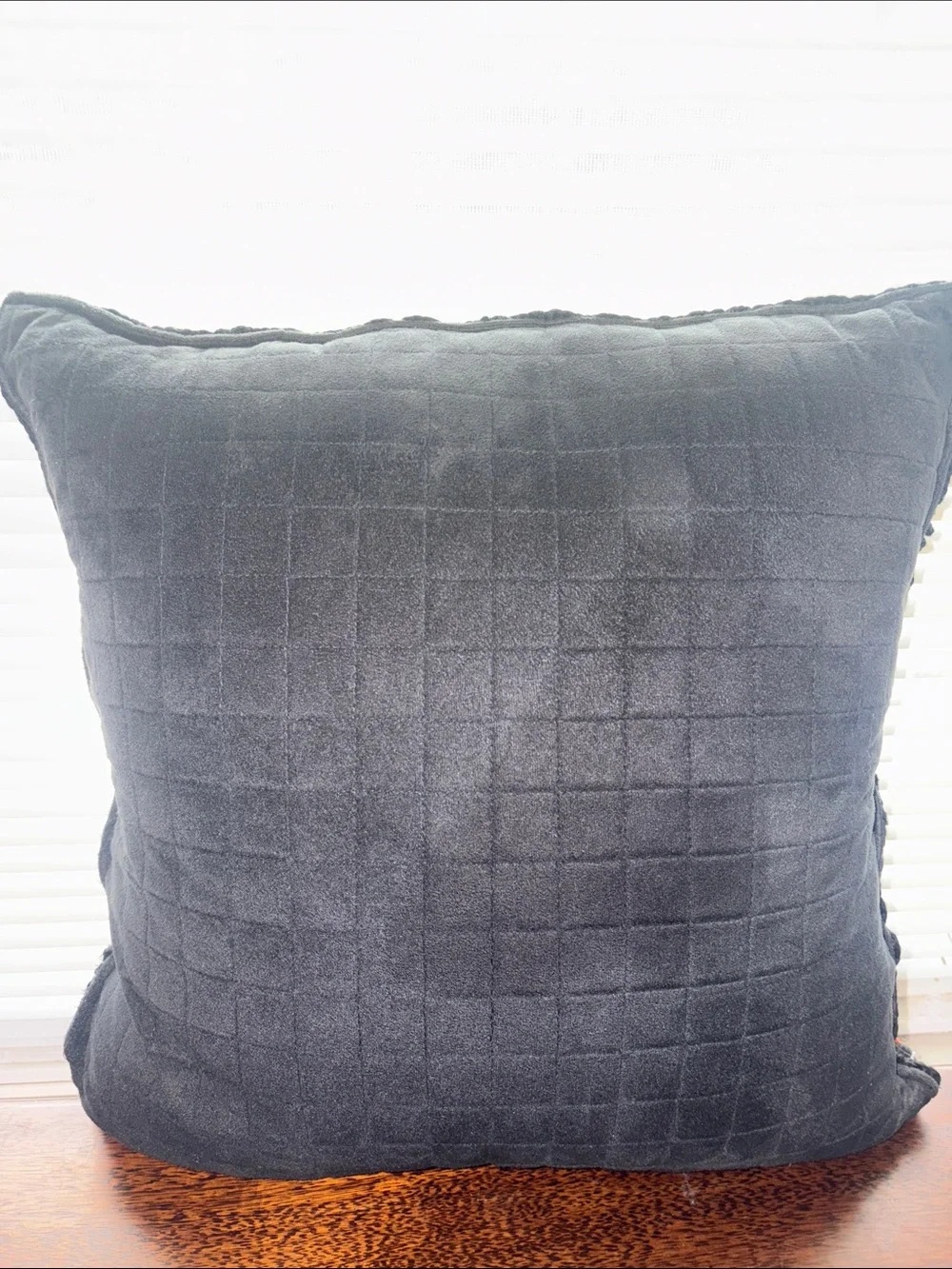 Handmade Crochet Granny Square Pillow - Black with Multicolor Squares
